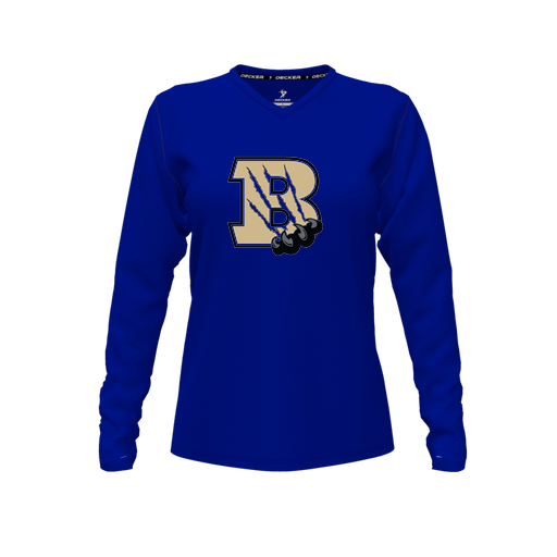 [FTLVCFRY-FYXS-LOGO2] Decker Comfort T-Shirt (Female Youth XS, Royal, V Neck, Logo 2, Long Sleeve)