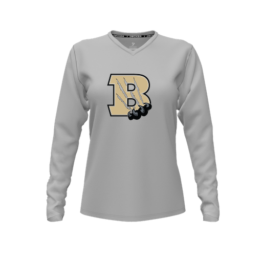 [FTLVCFGY-FYXS-LOGO2] Decker Comfort T-Shirt (Female Youth XS, Gray, V Neck, Logo 2, Long Sleeve)