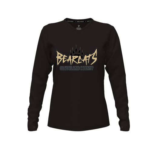 [CUS-DFW-TEES-PER-VNK-LSL-BLK-FYXS-LOGO3] Performance T-Shirt (Female Youth XS, Black, V Neck, Logo 3, Long Sleeve)