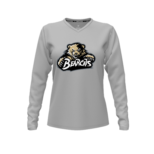 [FTLVPTGY-FYXS-LOGO1] Decker Performance T-Shirt (Female Youth XS, Gray, V Neck, Logo 1, Long Sleeve)